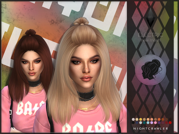 Sims 4 Electric hair by Nightcrawler at TSR