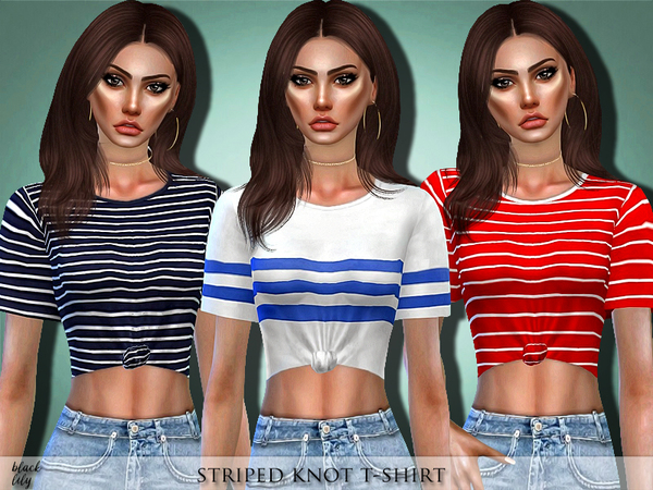 Sims 4 Striped Knot T Shirt by Black Lily at TSR