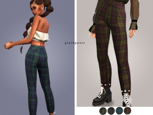 Sims 4 Plaid pants by cosimetics at TSR