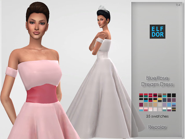 Sims 4 BlueRose Dream Dress Recolor at Elfdor Sims