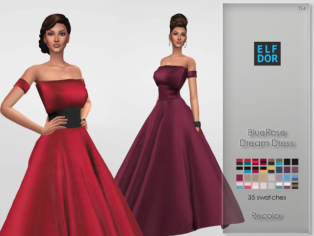 Sims 4 BlueRose Dream Dress Recolor at Elfdor Sims