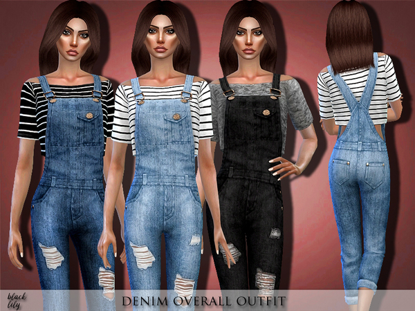 Sims 4 Denim Overall Outfit by Black Lily at TSR