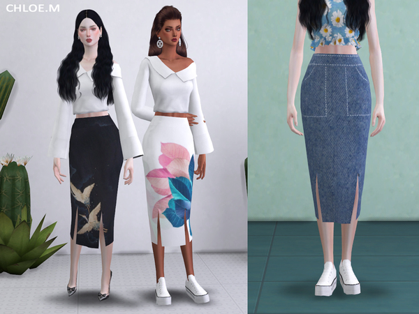 Sims 4 Printed Skirt by ChloeMMM at TSR
