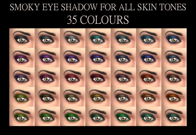 Sims 4 Smoky Eye Shadow ALL Skin Tones Male and Female Versions by Simmiller at Mod The Sims