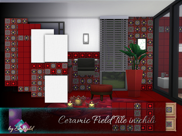 Sims 4 Ceramic Field Tile in chili by emerald at TSR