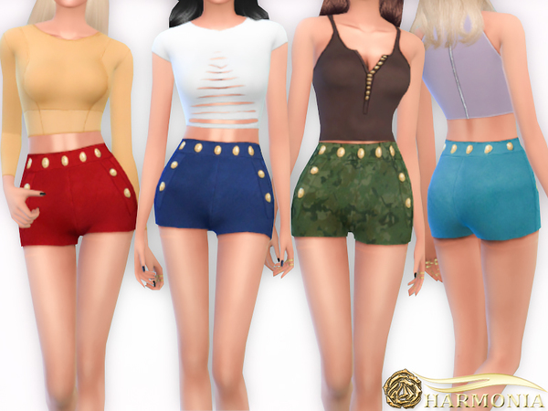 Sims 4 High Waisted Button Sailor Shorts by Harmonia at TSR
