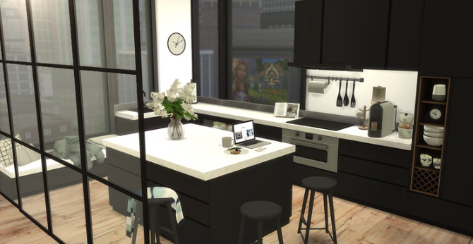 Sims 4 HAKIM HOUSE 121 BLACK AND WHITE MODERN APARTMENT at Zozo Sims