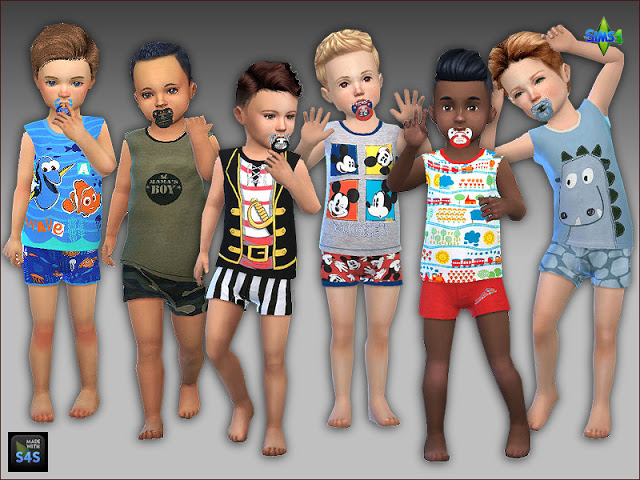 Sims 4 PJs and pacifiers for toddler boys by Mabra at Arte Della Vita