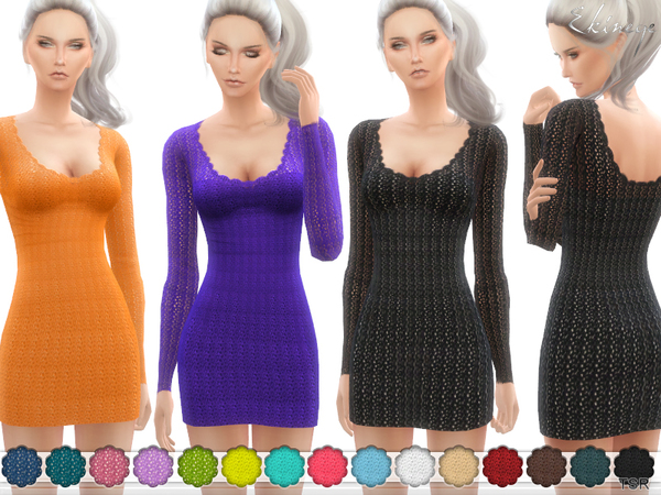 Sims 4 Crochet Sweater Dress by ekinege at TSR