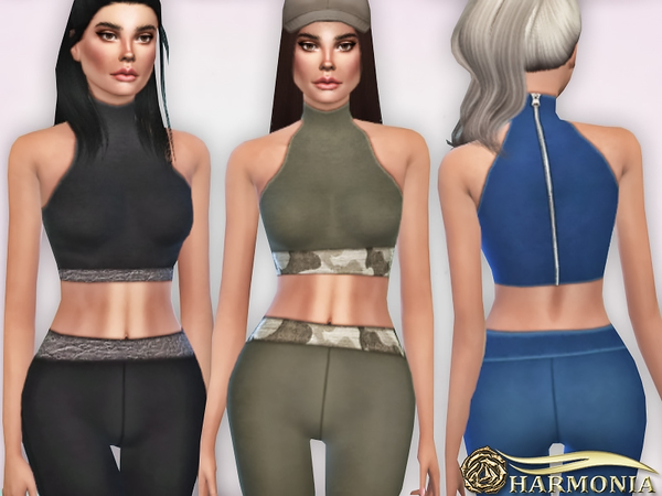 Sims 4 Roll Neck Hem Crop Top by Harmonia at TSR