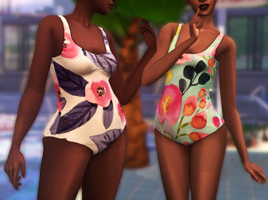 Sims 4 BG recolor swimsuit floral patterns at Miss Ruby Bird