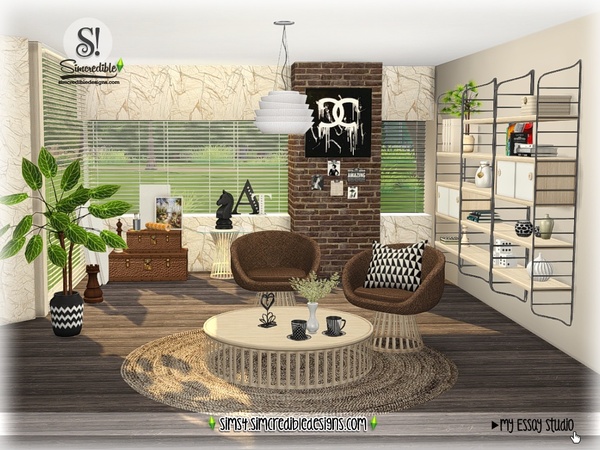 Sims 4 My Essay study corner by SIMcredible at TSR