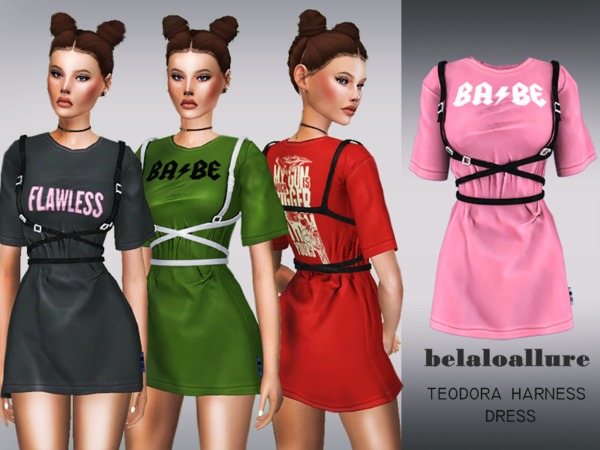 Sims 4 Belaloallure Theodora harness dress by belal1997 at TSR