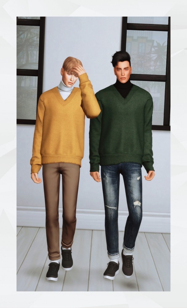 Sims 4 V Neck Knit with Turtleneck at Gorilla