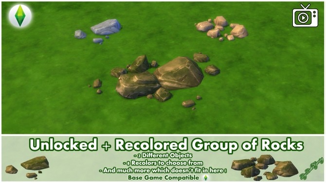 Sims 4 Unlocked + Recolored BaseGame Rocks by Bakie at Mod The Sims