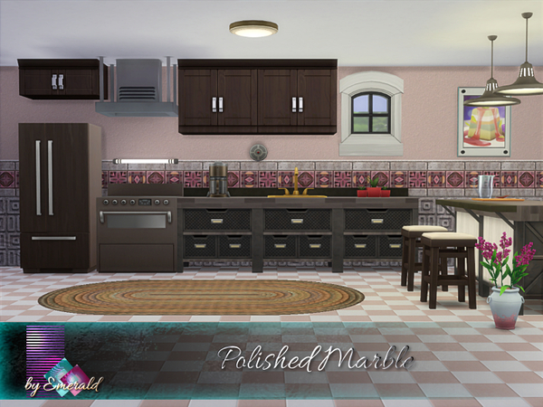 Sims 4 Polished Marble wall by emerald at TSR