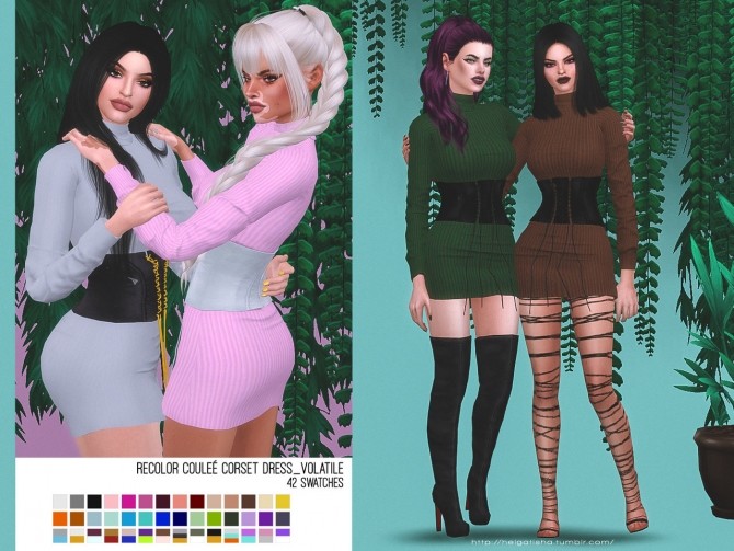 Sims 4 Recolor Coulee Corset Dress Volatile at Helga Tisha