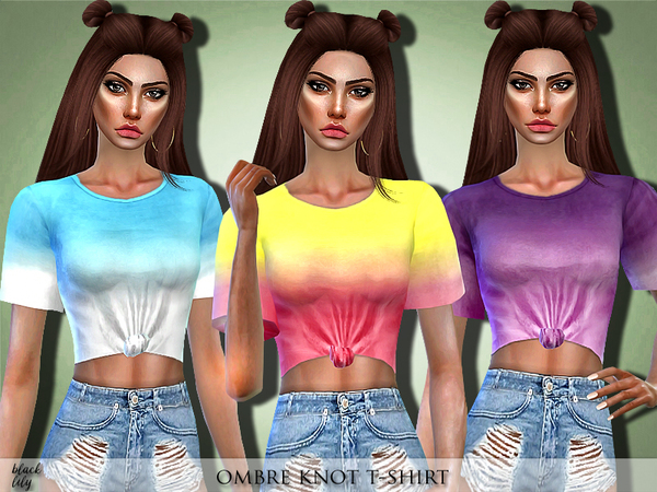 Sims 4 Ombre Knot T Shirt by Black Lily at TSR