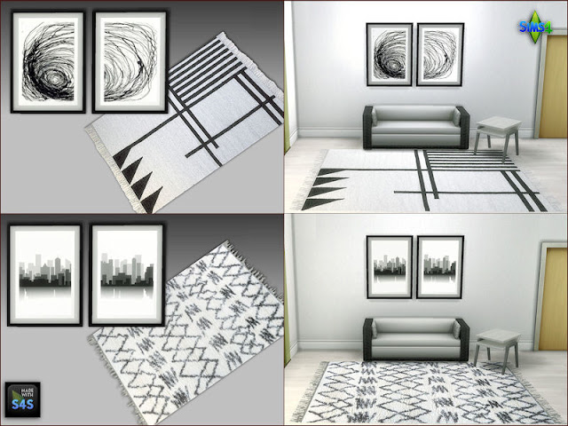 Sims 4 Paintings and rugs 6 sets by Mabra at Arte Della Vita