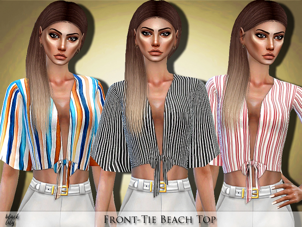 Sims 4 Front Tie Beach Top by Black Lily at TSR