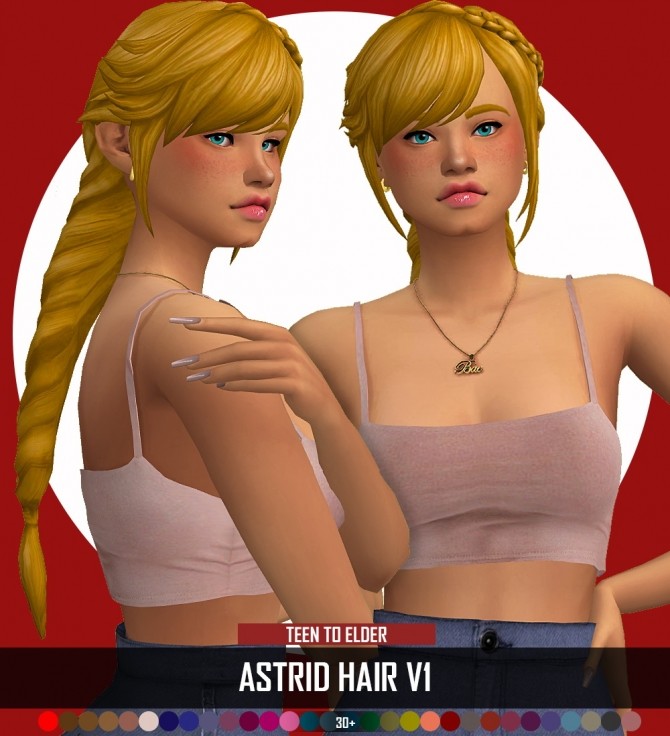 Sims 4 ASTRID HAIR by Thiago Mitchell at REDHEADSIMS