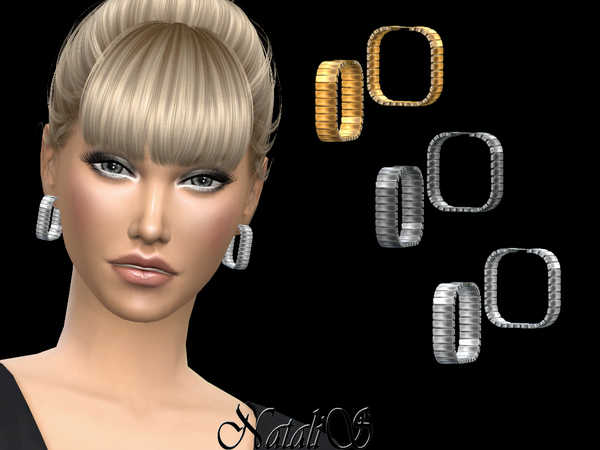 Sims 4 Square hoop earrings by NataliS at TSR