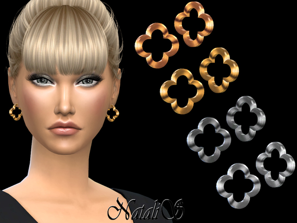 Sims 4 Four Leaf earrings by NataliS at TSR