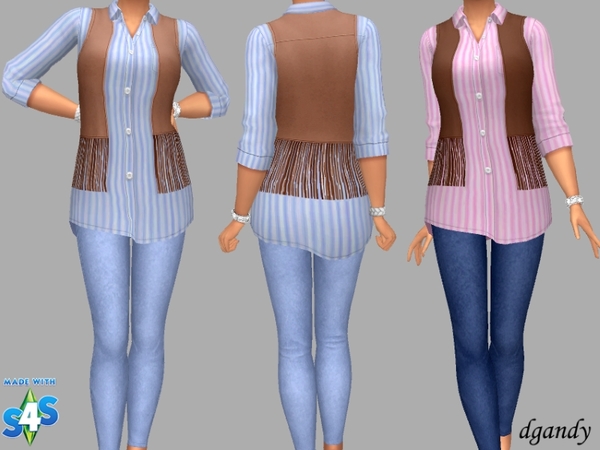 Sims 4 Shirt, Vest and Jeggings II Without Rips by dgandy at TSR