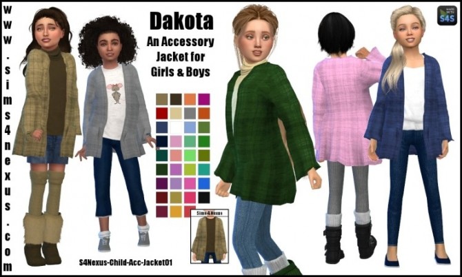 Sims 4 Dakota acc jacket for kids by SamanthaGump at Sims 4 Nexus