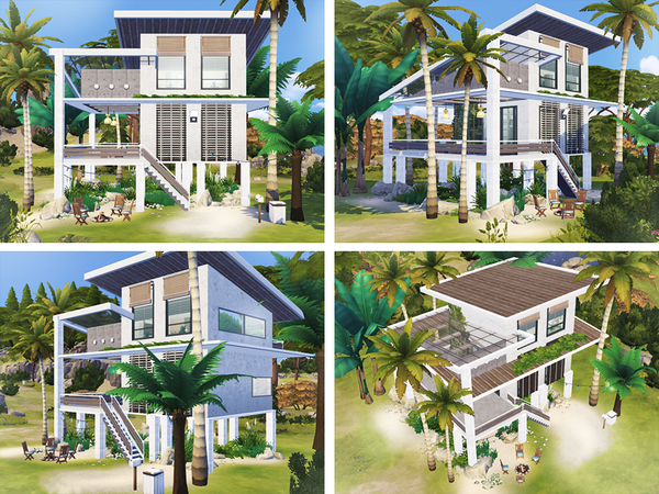 Sims 4 Ezra contemporary beach house by Rirann at TSR
