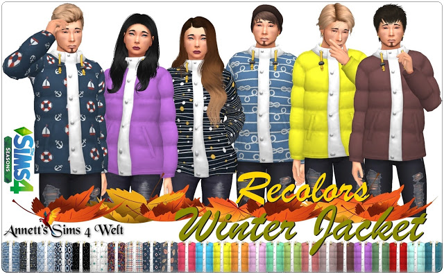 Sims 4 Winter Jacket Male Recolors at Annett’s Sims 4 Welt