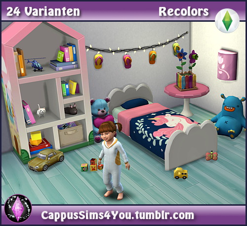 Sims 4 Toddler bed Cloud Unicorn at CappusSims4You