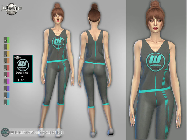 Sims 4 Wellness Dry feet leggings and top 3 by jomsims at TSR
