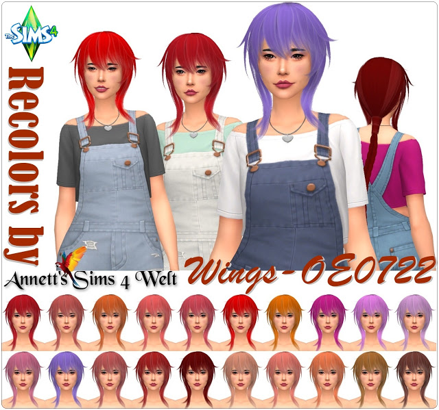 Sims 4 Wings OE0722 Hair Recolors at Annett’s Sims 4 Welt