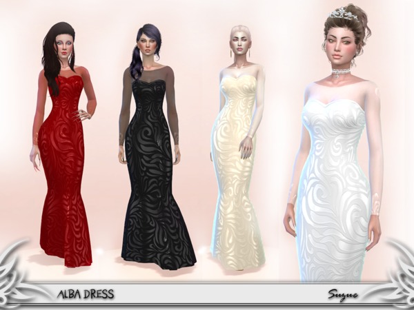 Sims 4 Alba Dress by Suzue at TSR