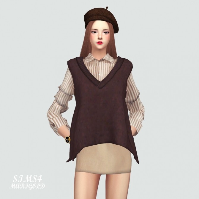 Sims 4 Stripe Shirt With Vest at Marigold