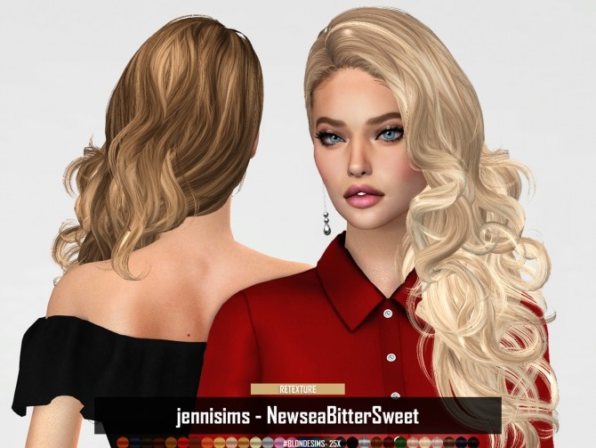 Sims 4 BLONDESIMS Jennisims Newsea BitterSweet hair retexture at REDHEADSIMS