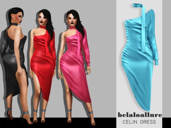 Sims 4 Belaloallure Celin dress by belal1997 at TSR