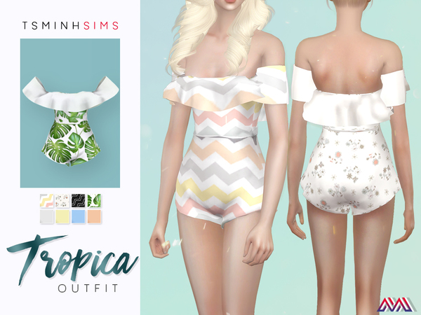 Sims 4 Tropica Outfit by TsminhSims at TSR