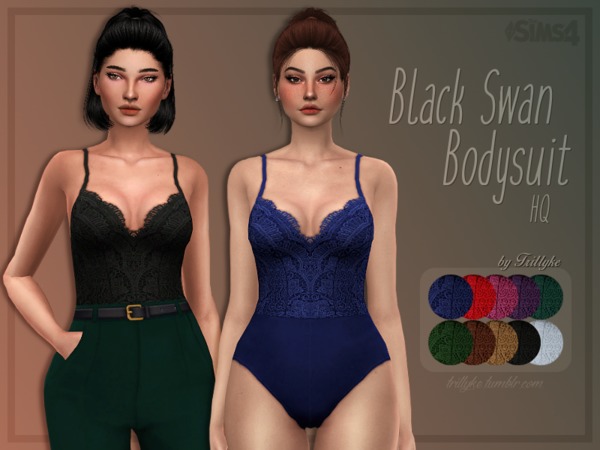 Sims 4 Black Swan Bodysuit by Trillyke at TSR