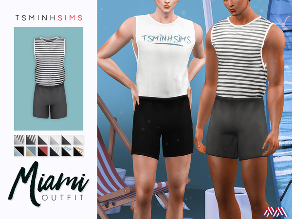 Sims 4 Miami Outfit by TsminhSims at TSR
