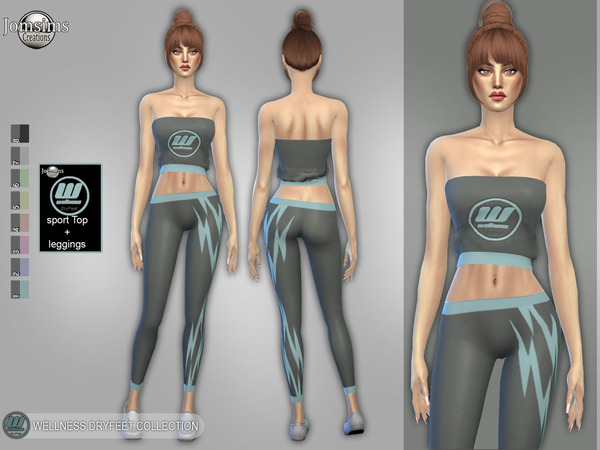 Sims 4 Wellness Dry feet sport top and leggings by jomsims at TSR