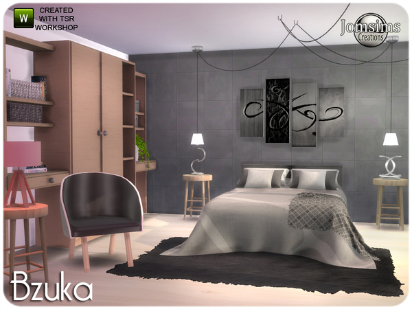 Sims 4 Bzuka bedroom by jomsims at TSR