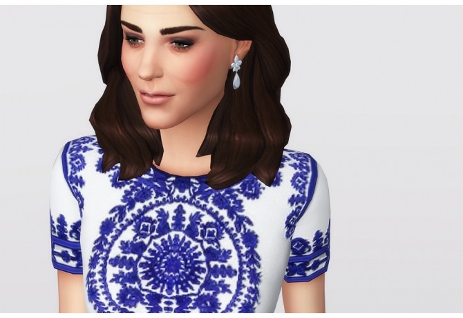 Sims 4 White Blue Embroidered Taj Mahal Dress at Rusty Nail