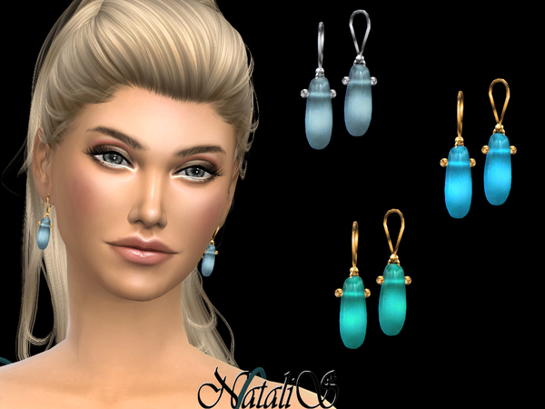 Sims 4 Sea glass drop earrings by NataliS at TSR