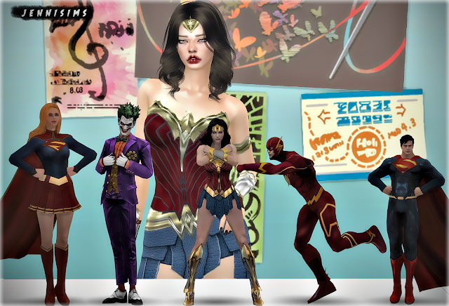 Sims 4 DC Comics (wonder woman,superman,the flash,supergirl,joker) at Jenni Sims