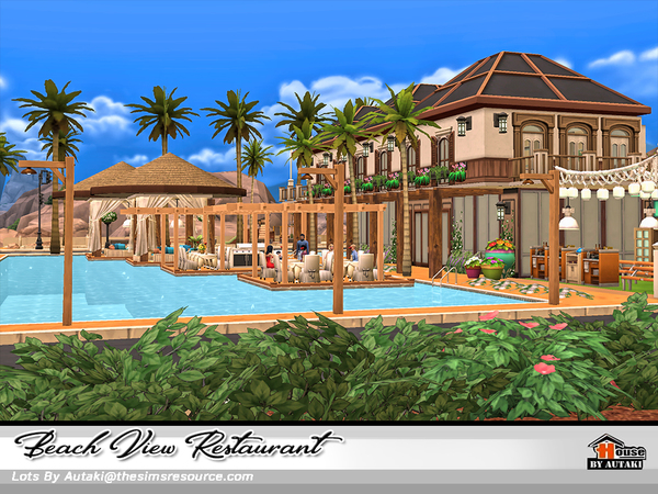 Sims 4 Beach View Restaurant by autaki at TSR
