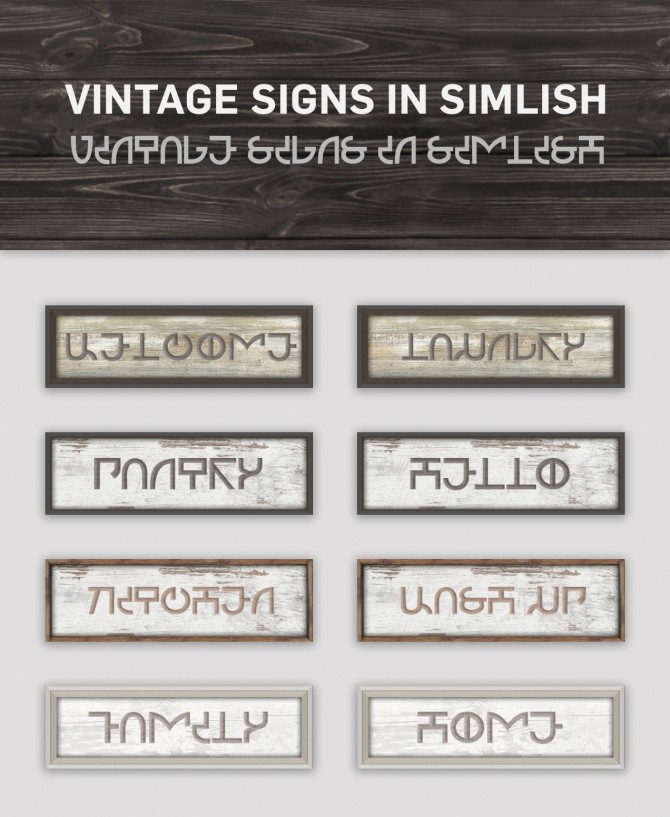 Sims 4 Vintage Signs in Simlish at SimPlistic