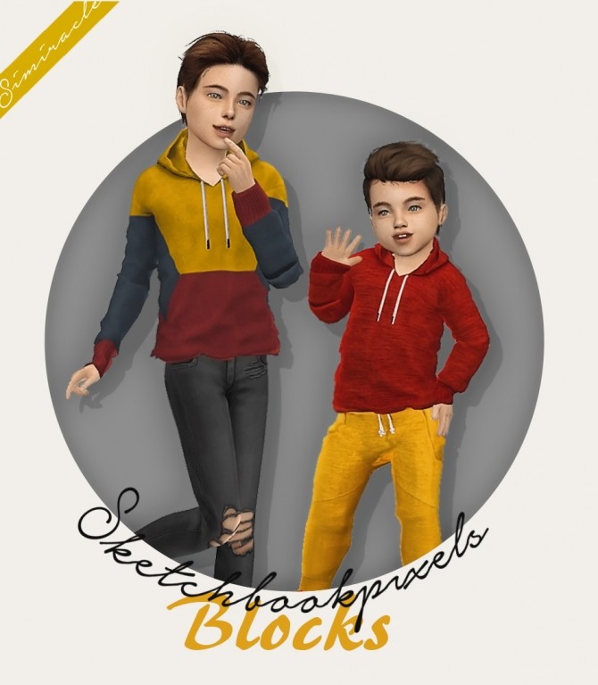 Sims 4 Sketchbookpixels Blocks hoodie for boys 3T4 at Simiracle