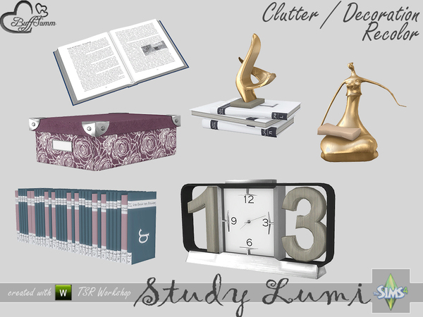 Sims 4 Study Lumi Clutter Recolor by BuffSumm at TSR